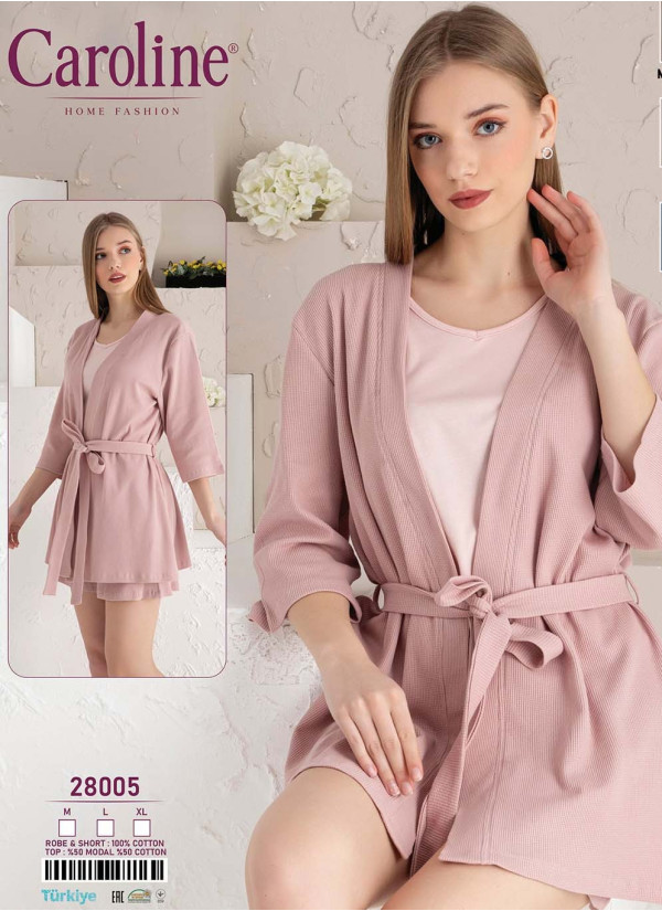 Caroline 28005 3-Piece Robe Set (M+L+XL) — direct Turkish factory supply