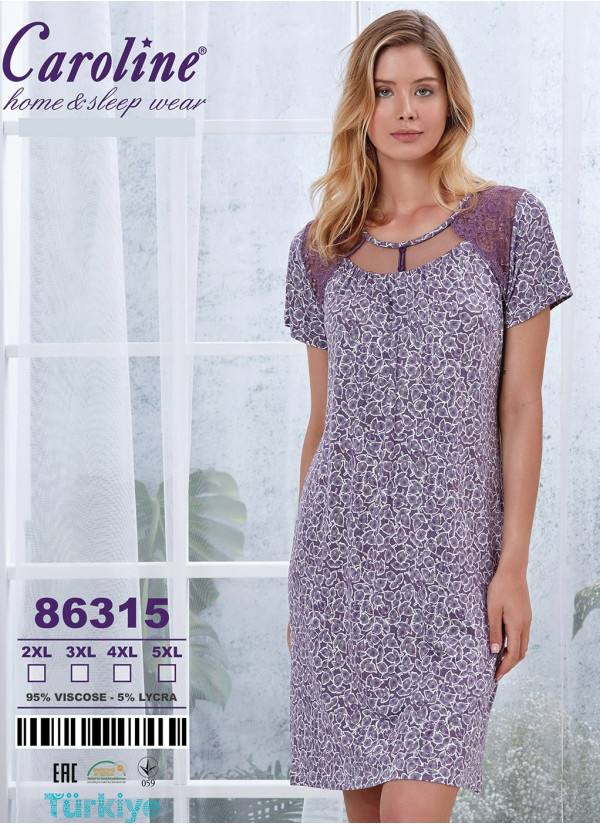 Caroline 86315 Оптом Турция Фабрика Ночная Сорочка (2XL+3XL+4XL+5XL) Caroline Купить Оптом с Турции