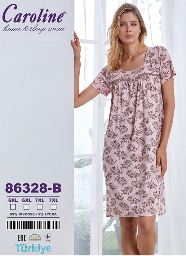 Caroline 86328-B Nightdress (6XL+6XL+7XL+7XL) — Turkey wholesale collection