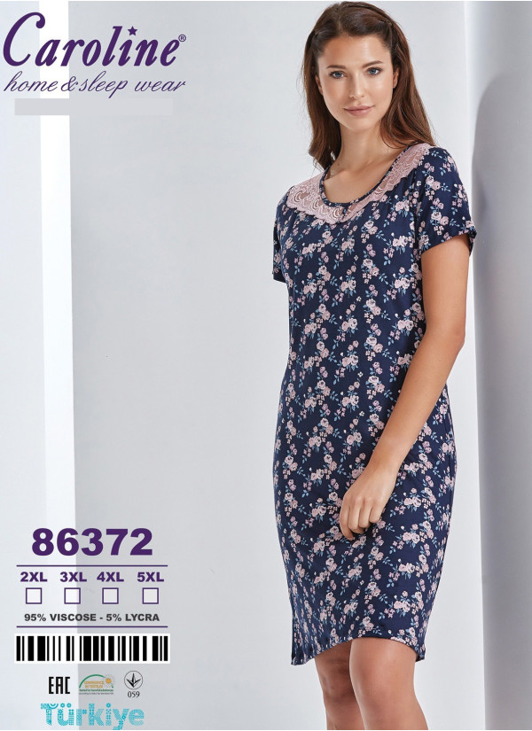 Caroline 86372 Оптом Турция Фабрика Ночная Сорочка (2XL+3XL+4XL+5XL) Caroline Купить Оптом с Турции