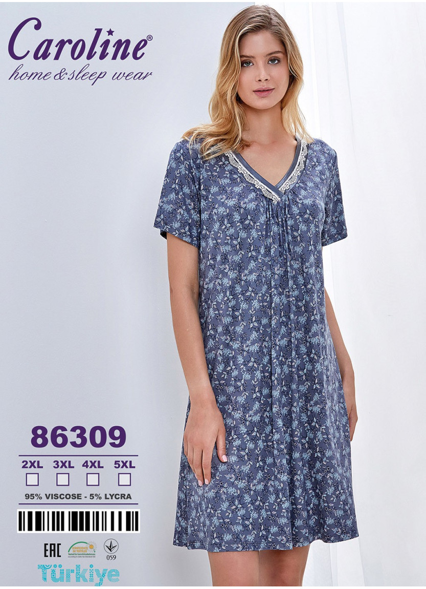 Caroline 86309 Оптом Турция Фабрика Ночная Сорочка (M+L+XL+XL) Caroline Купить Оптом с Турции