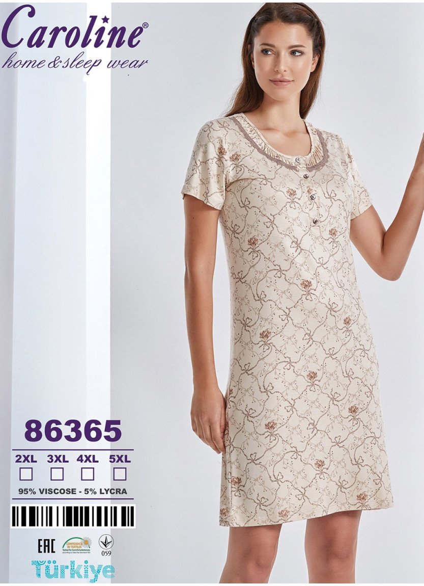 Caroline 86365 Оптом Турция Фабрика Ночная Сорочка (2XL+3XL+4XL+5XL) Caroline Купить Оптом с Турции