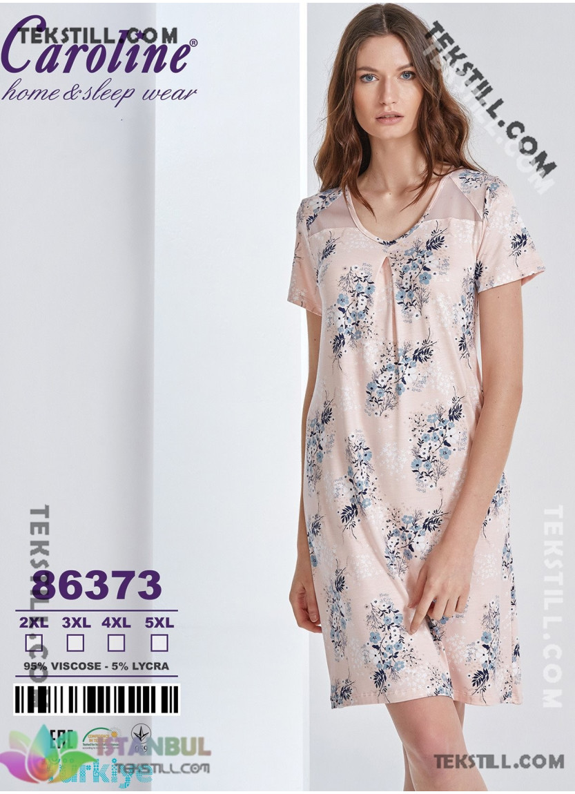Caroline 86373 Оптом Турция Фабрика Ночная Сорочка (2XL+3XL+4XL+5XL) Caroline Купить Оптом с Турции