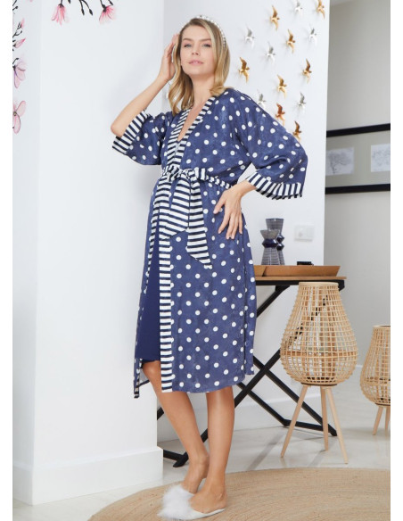 AQUA 22546 Lacvert Satin Women's Robe — wholesale from Turkey