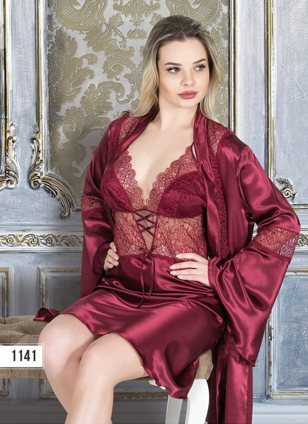 Халат с Пеньюаром 2-ка Атлас Angels Story Angels Stn 1141 — оптом для магазинов и бутиков