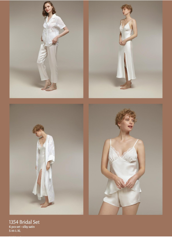 Bonjour Madame 1354 Ekru Peignoir Set (S+M+L+XL) — Turkey wholesale collection