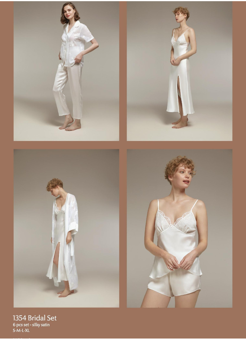 Bonjour Madame 1354 Ekru Peignoir Set (S+M+L+XL) — Turkey wholesale collection