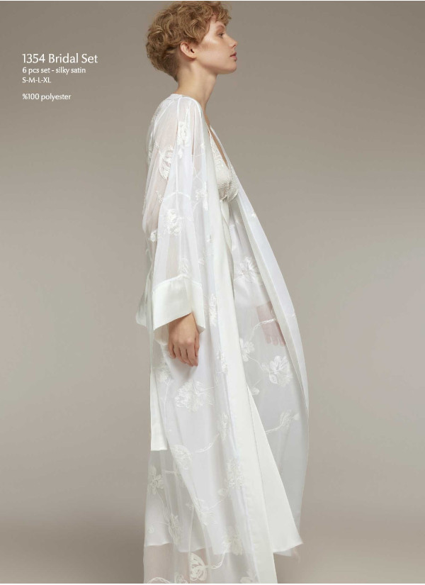 Bonjour Madame 1354 Ekru Peignoir Set (S+M+L+XL) — Turkey wholesale collection 2