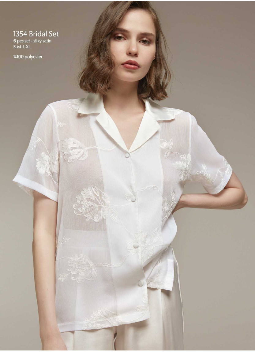 Bonjour Madame 1354 Ekru Peignoir Set (S+M+L+XL) — wholesale for boutiques