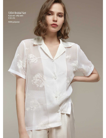 Bonjour Madame 1354 Ekru Peignoir Set (S+M+L+XL) — wholesale for boutiques