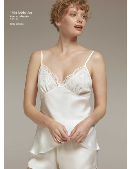 Bonjour Madame 1354 Ekru Peignoir Set (S+M+L+XL) — wholesale for boutiques