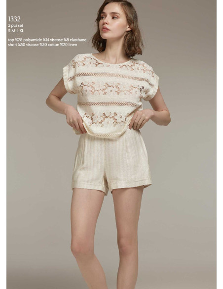 Bonjour Madame 1332 Shorts Homewear Set — direct Turkish factory supply