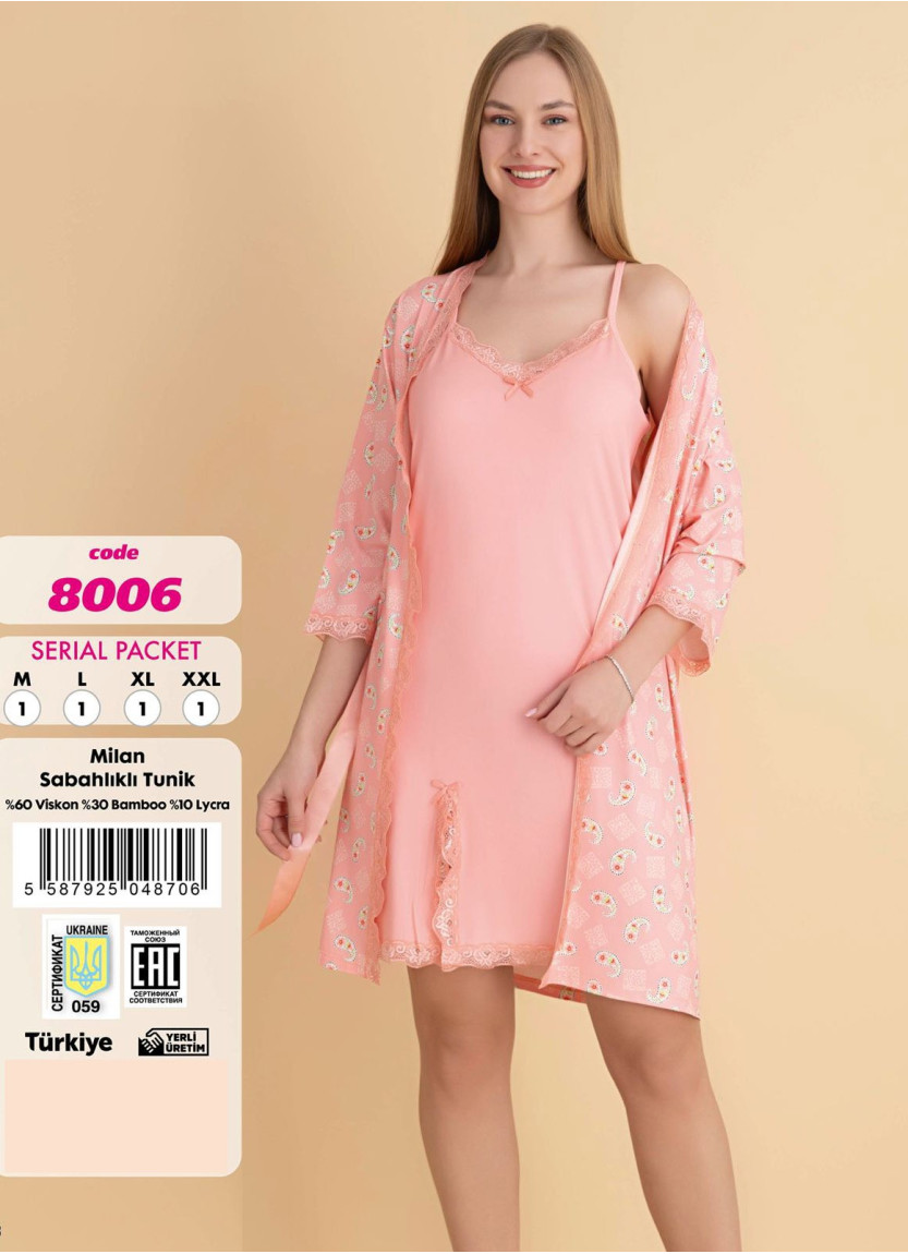 Violet 8006 Viscose 2-Piece Robe & Nightdress Set (M+L+XL+2XL) — Turkey wholesale collection