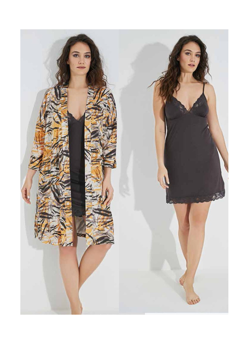 Женский Комплект с Халатом 2-КА (S+M+L+XL) MONAMISE Monamise 23102 — турецкий текстиль оптом