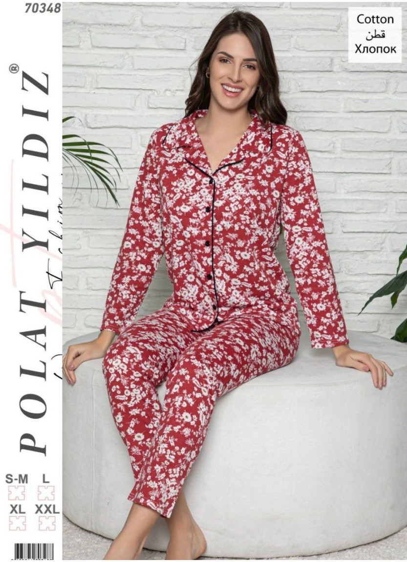 POLAT 70348 Оптом Турция Фабрика Женский Комплект с Брюками Хлопок (SM+L+XL+XXL) POLAT YILDIZ Купить Оптом с Турции