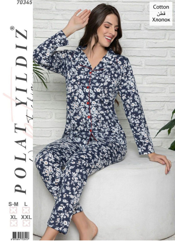 Женский Комплект с Брюками Хлопок (SM+L+XL+XXL) POLAT YILDIZ POLAT 70345 — купить оптом со Стамбула