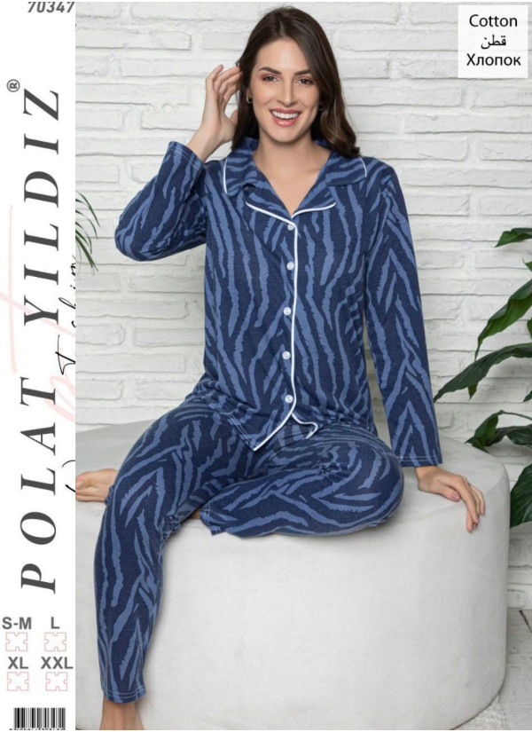 Женский Комплект с Брюками Хлопок (SM+L+XL+XXL) POLAT YILDIZ POLAT 70347 — фабричная коллекция оптом