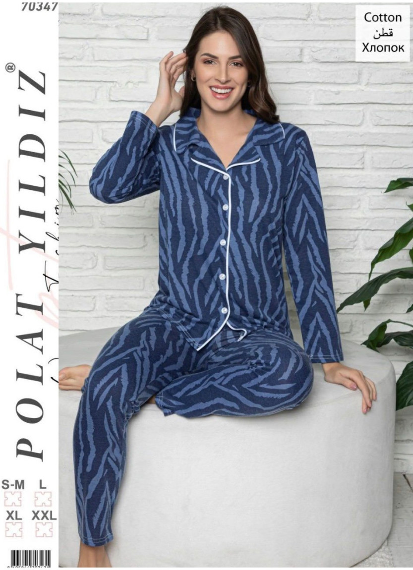 POLAT 70347 Оптом Турция Фабрика Женский Комплект с Брюками Хлопок (SM+L+XL+XXL) POLAT YILDIZ Купить Оптом с Турции