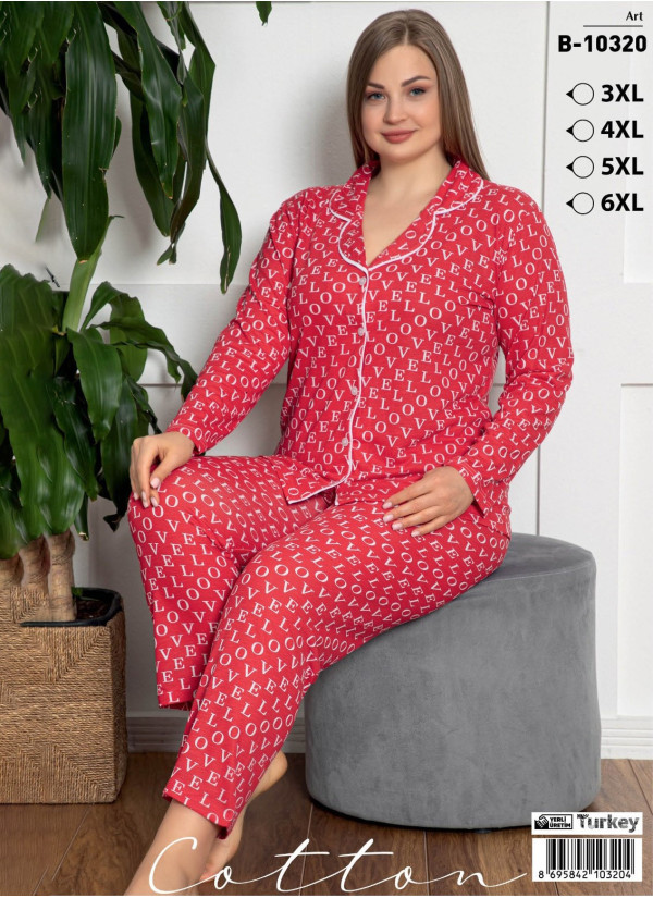 LEMARIES COTTON B-10320 Cotton Women's Pajama Set (3XL+4XL+5XL+6XL) — direct Turkish factory supply