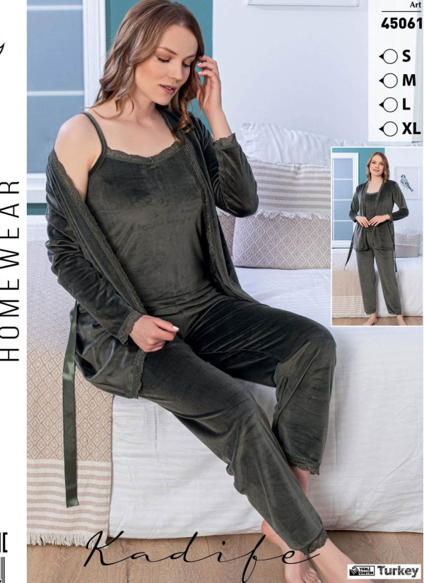 LEMARIES Kdf 45061 Velour Pants Homewear Set (S+M+L+XL) — Turkish textile wholesale