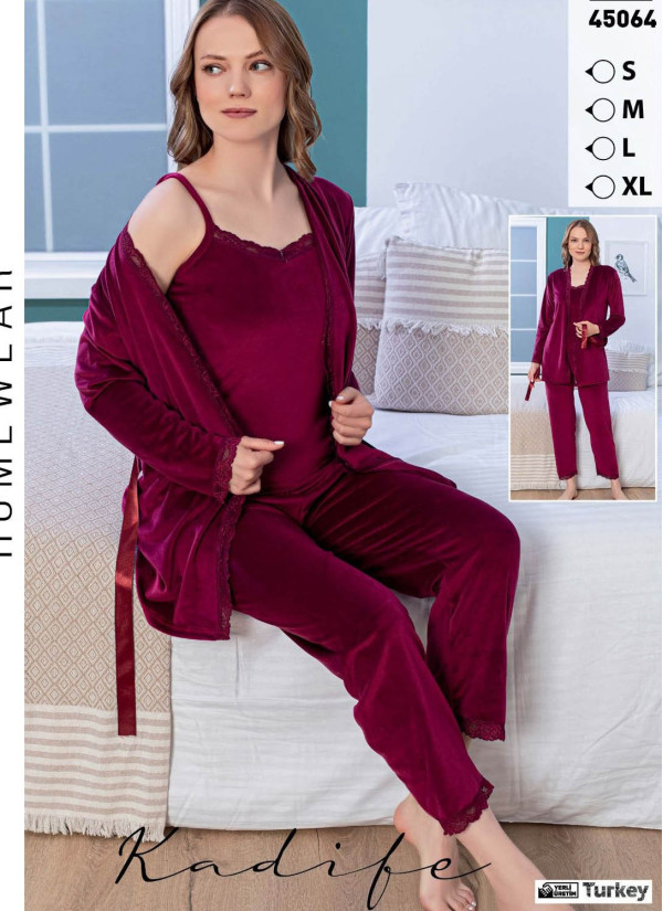 LEMARIES Kdf 45064 Velour Pants Homewear Set (S+M+L+XL) — direct Turkish factory supply