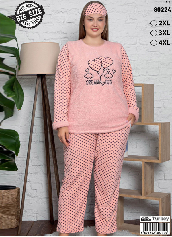 POLAT WPB 80224 Welsoft Women's Pajama Set (2XL+3XL+4XL) — Turkish factory wholesale