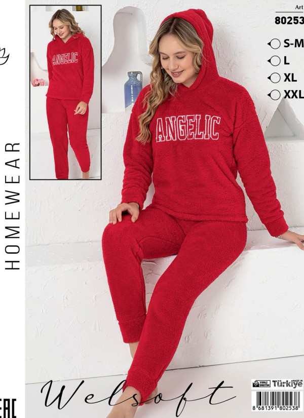 Пижама Женская с Капюшоном Велсофт (S/M+L+XL+XXL) Wellsoft POLAT WLS 80253 — купить оптом со Стамбула