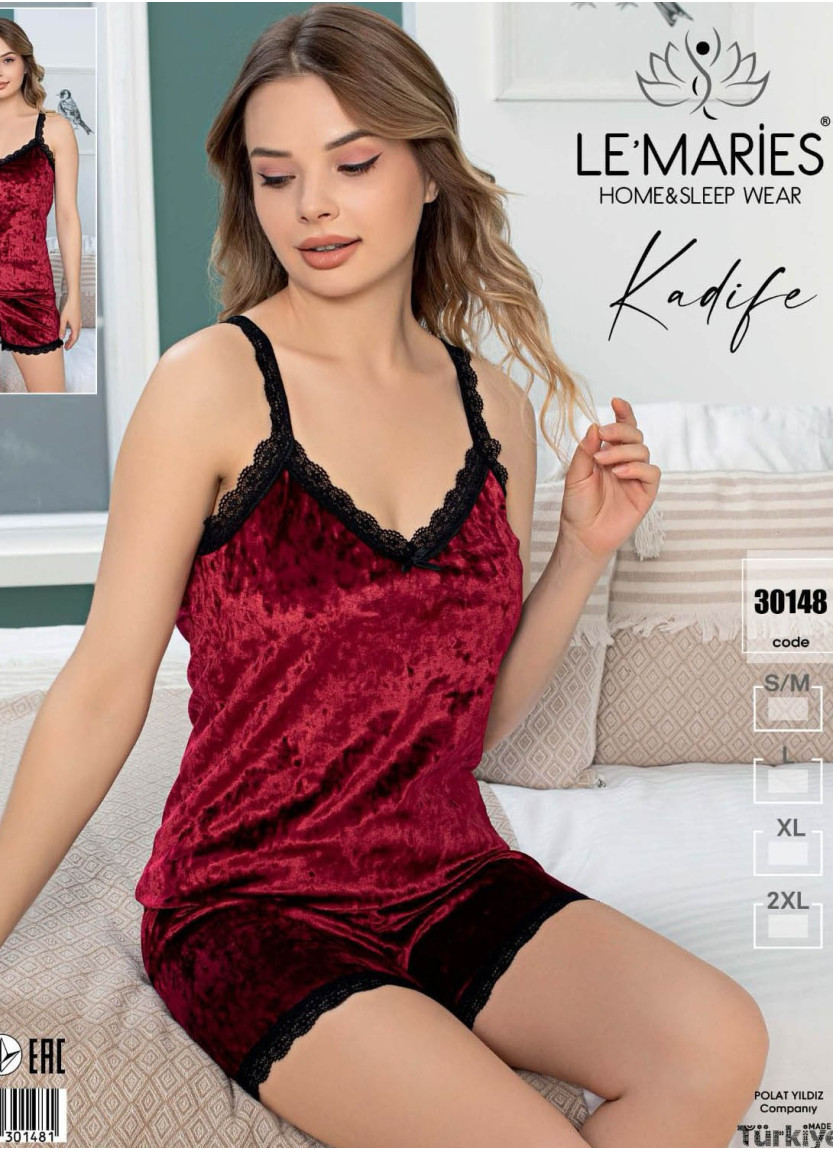 LEMARIES Kdf 30148 Velour Shorts Homewear Set (SM+L+XL+XXL) — Turkish factory wholesale