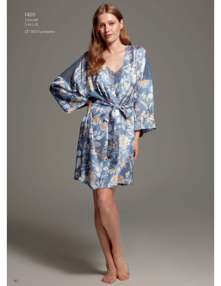 Bonjour Madame 1420 Women's Robe (S+M+L+XL) — Turkish factory wholesale