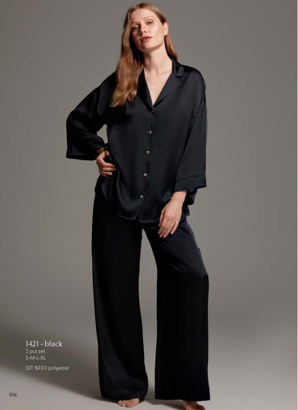 Bonjour Madame 1421 SIYAH Pants Homewear Set — factory-direct from Turkey