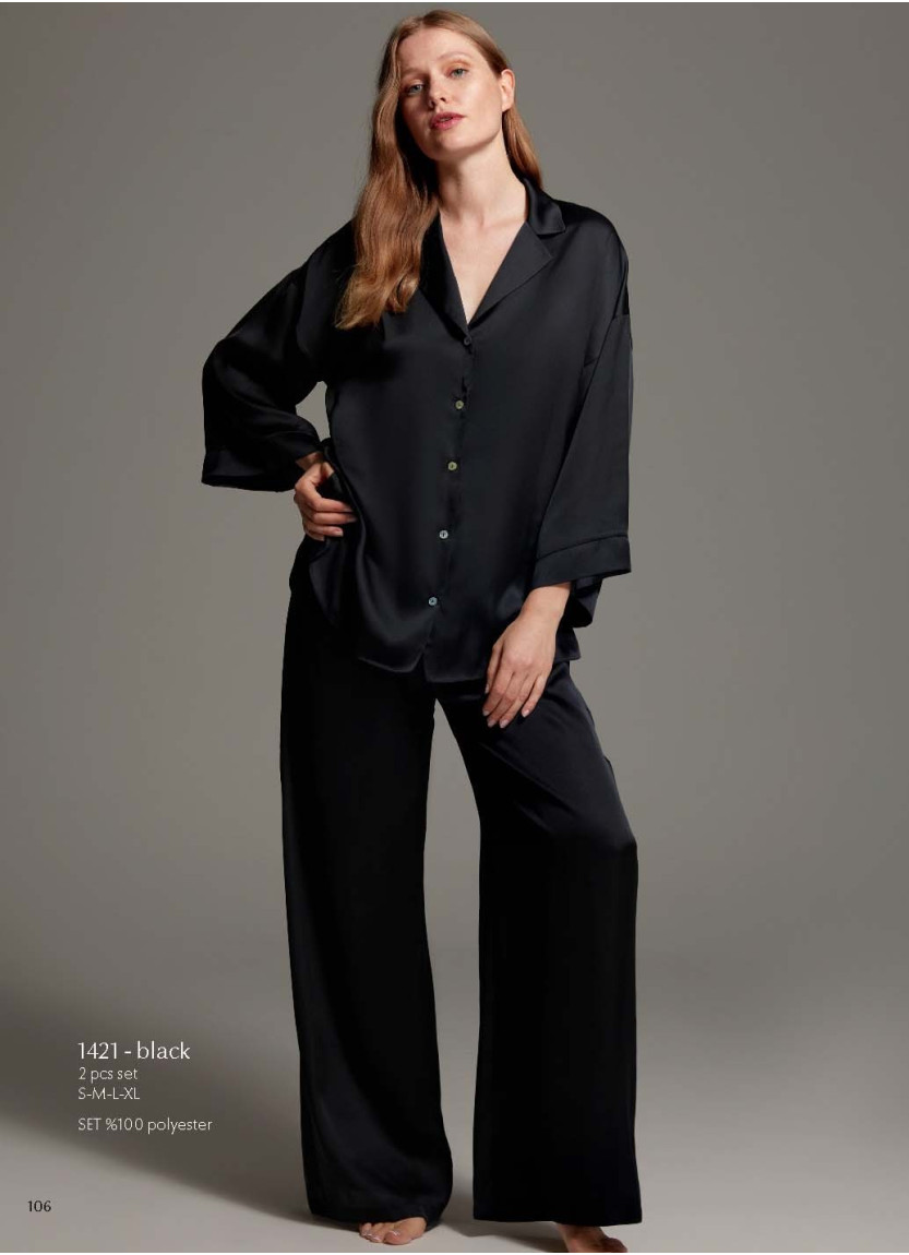 Bonjour Madame 1421 SIYAH Pants Homewear Set — factory-direct from Turkey