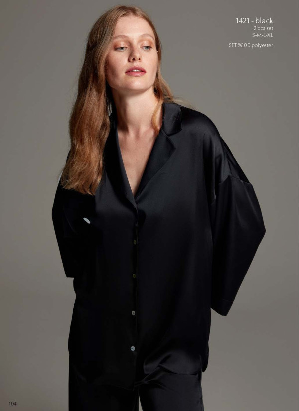 Bonjour Madame 1421 SIYAH Pants Homewear Set — factory-direct from Turkey 2
