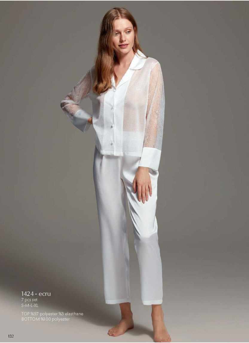 Bonjour Madame 1424 EKRU Pants Homewear Set — Istanbul wholesale supplier