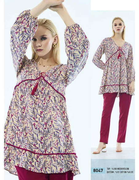 IBIZA 8047 Pants Homewear Set (S/M+L+XL+XXL) — direct Turkish factory supply