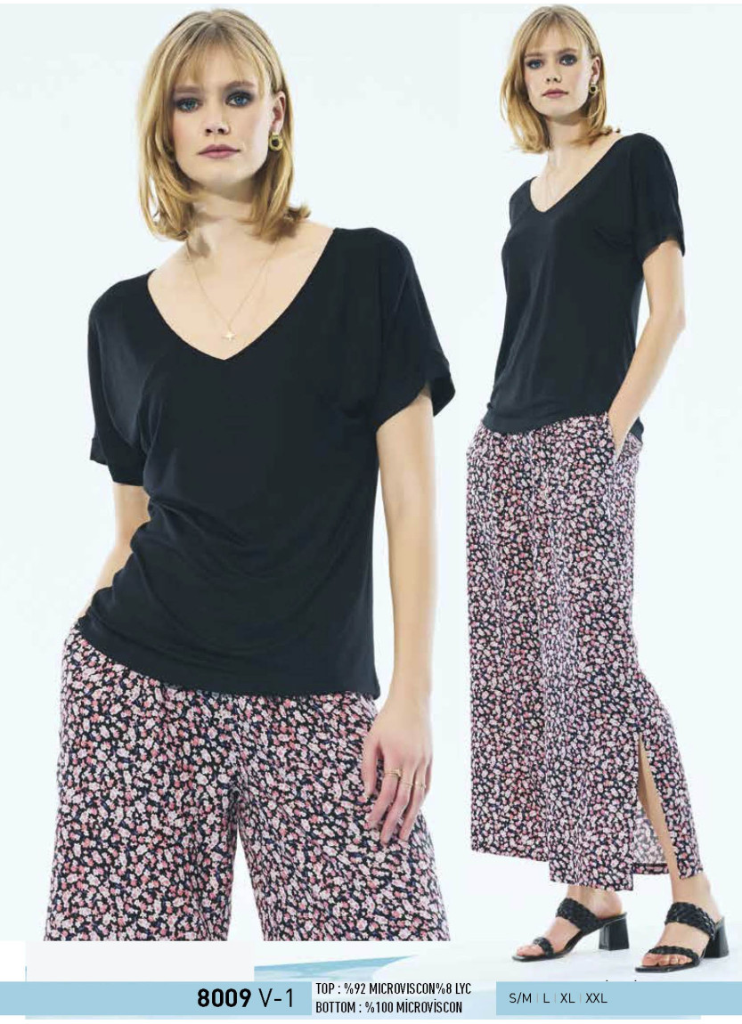 Женский Комплект с Брюками (S/M+L+XL+XXL) IBIZA IBIZA 8009 Siyah — оптовая поставка из Турции