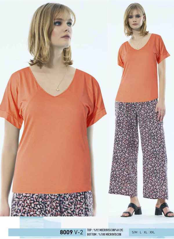 Женский Комплект с Брюками (S/M+L+XL+XXL) IBIZA IBIZA 8009 Turuncu — турецкий текстиль оптом