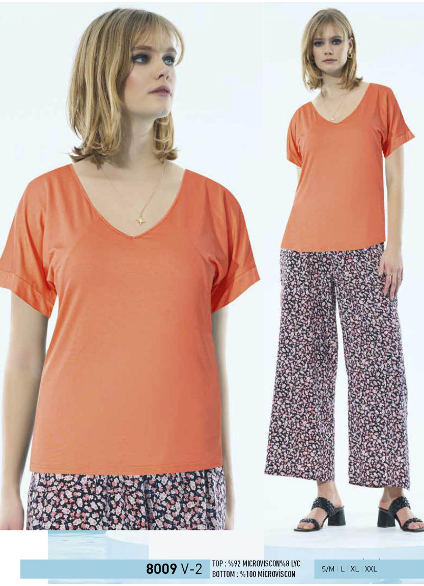 Женский Комплект с Брюками (S/M+L+XL+XXL) IBIZA IBIZA 8009 Turuncu — турецкий текстиль оптом