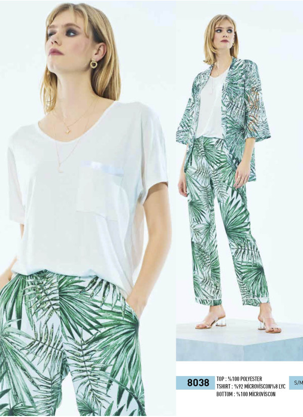 Женский Комплект с Брюками 3-КА (S/M+L+XL+XXL) IBIZA IBIZA 8038 — купить оптом со Стамбула 2