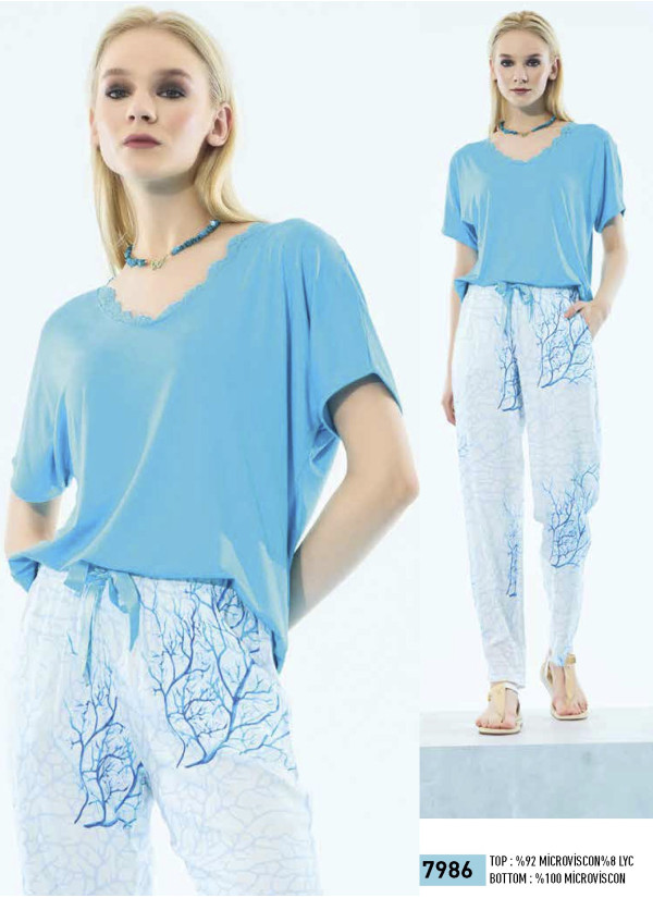 Женский Комплект с Брюками (S/M+L+XL+XXL) IBIZA 7986 — оптовая поставка из Турции