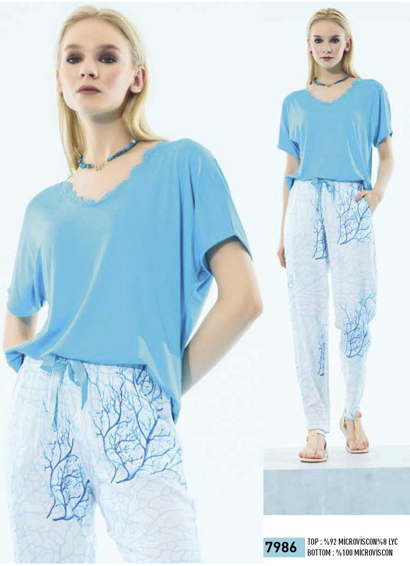 Женский Комплект с Брюками (S/M+L+XL+XXL) IBIZA 7986 — оптовая поставка из Турции