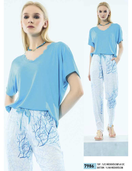 Женский Комплект с Брюками (S/M+L+XL+XXL) IBIZA 7986 — оптовая поставка из Турции