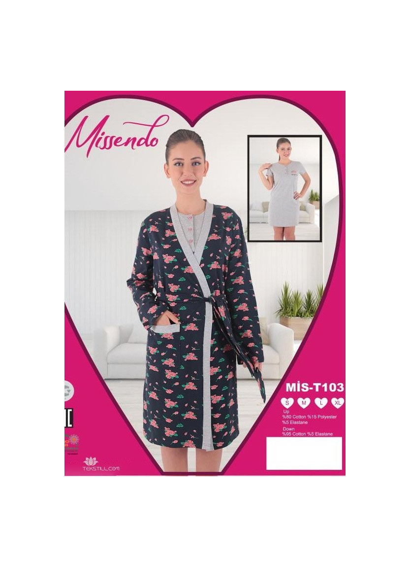 MİS-T103_OJN 2-Piece Robe & Nightdress Set (S+M+L+XL) — Turkey wholesale collection