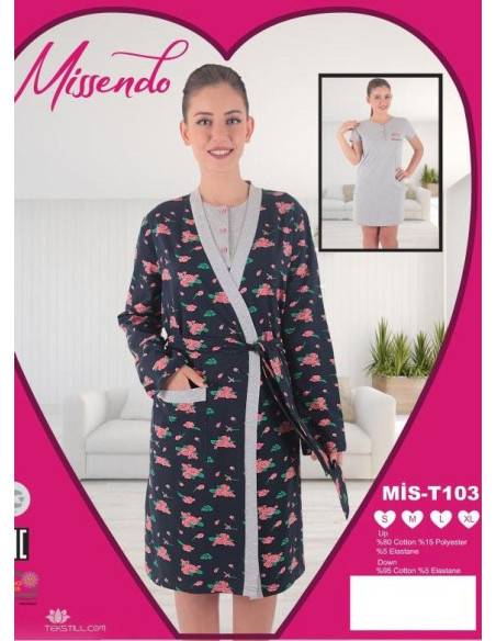 Халат + Сорочка 2-ка (S+M+L+XL) MISSENDO MİS-T103_OJN — прямые поставки из Турции