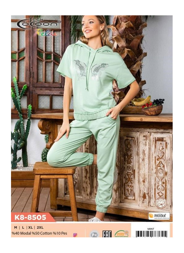 Комплект с Брюками (M+L+XL+XXL) COCOON CCNK8-8505_MNT — турецкий текстиль оптом