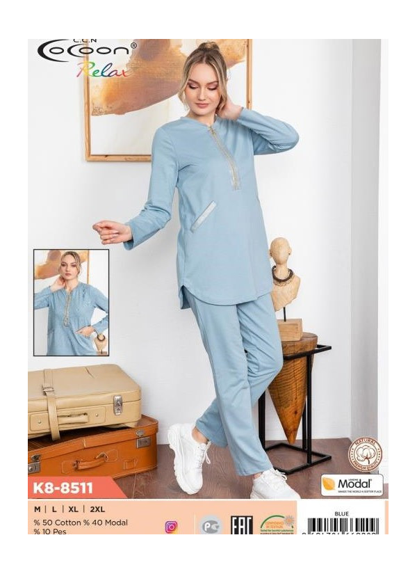 CCNK8-8511_BLU Pants Homewear Set (M+L+XL+XXL) — direct Turkish factory supply