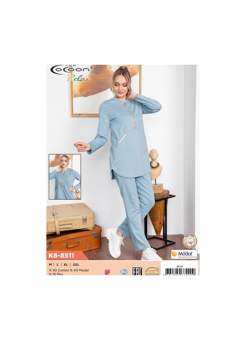 CCNK8-8511_BLU Pants Homewear Set (M+L+XL+XXL) — direct Turkish factory supply