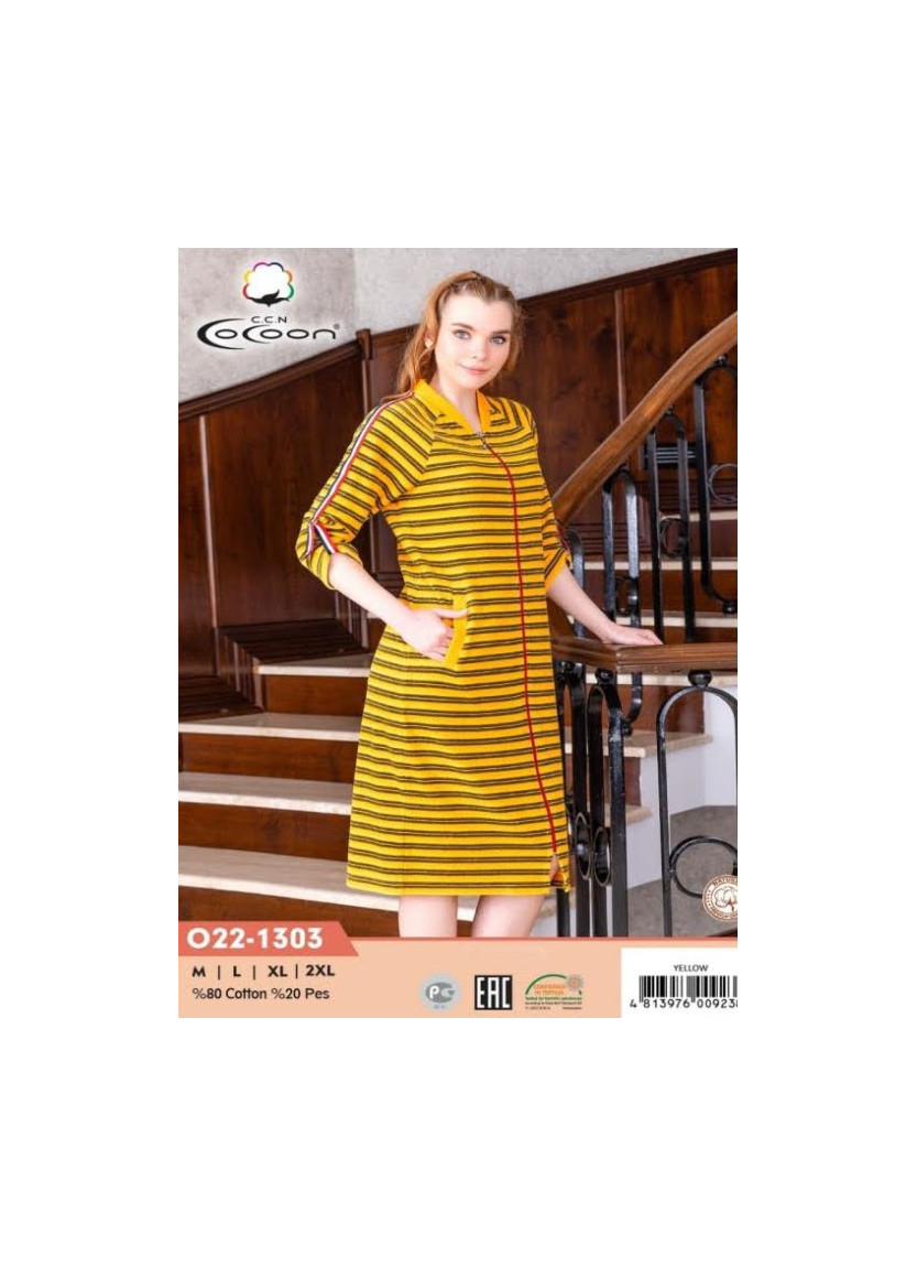 CCNO22-1303_YLW Women's Robe (M+L+XL+2XL) — Turkish textile wholesale