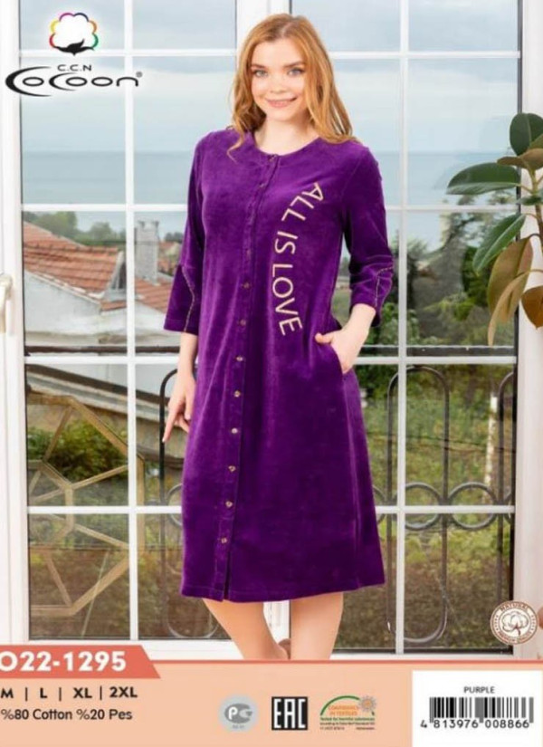 CCNO22-1295_MOR Women's Robe (M+L+XL+2XL) — factory-direct from Turkey