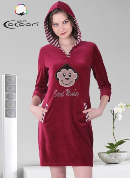 CCNT11-1259 BORDO Velour Tunic (S+M+L+XL) — direct Turkish factory supply