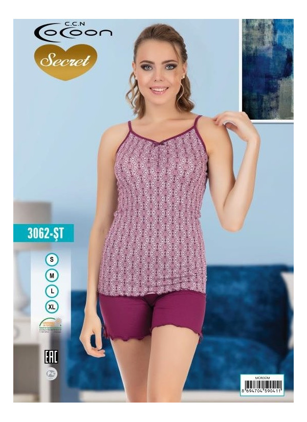 COC.3062.ST_MRD Shorts Homewear Set (S+M+L+XL) — wholesale from Turkey